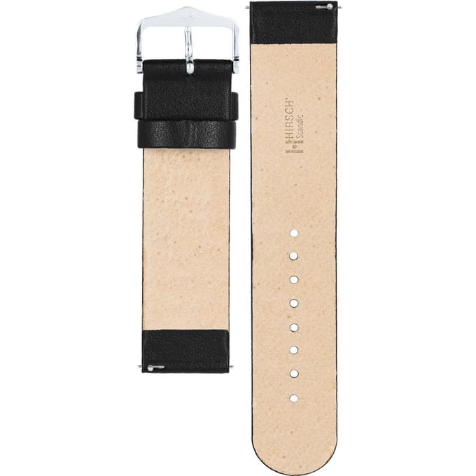 Hirsch Horlogeband -  Scandic Zwart - Leer - 22mm