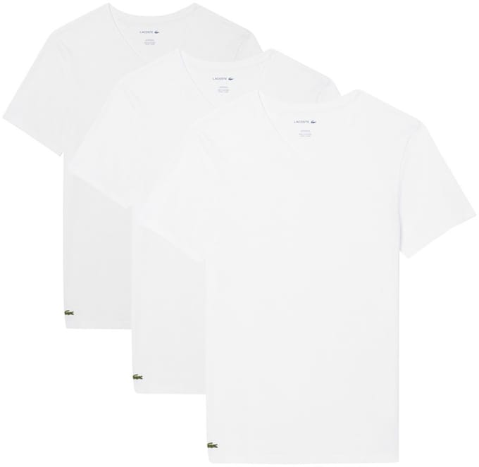Lacoste heren 3P V-hals shirts basic wit