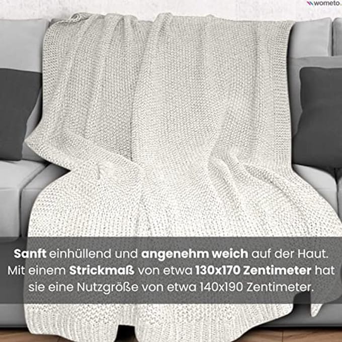 Zachte Gebreide Deken, Warme en Elegante Plaid, 140 x 190 cm, Oeko-Tex Gecertificeerd