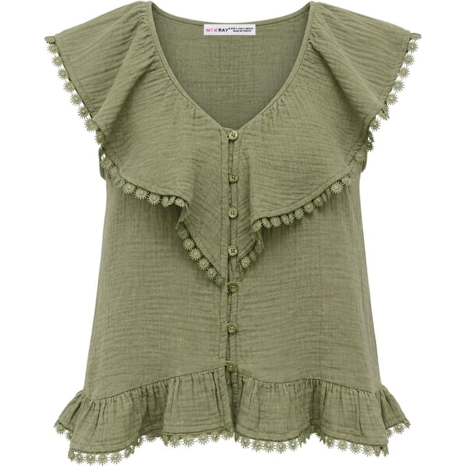 Katoenen V-hals Mouwloze Blouse