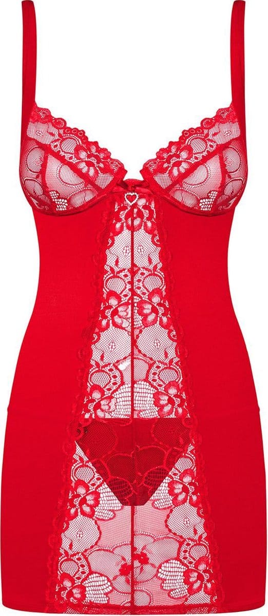 Heartina Negligé Met String - Rood