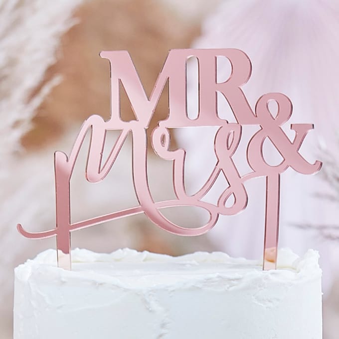 Ginger Ray - Ginger Ray - A Touch of Pampus - Mr & Mrs Rose Gold taartdecoratie