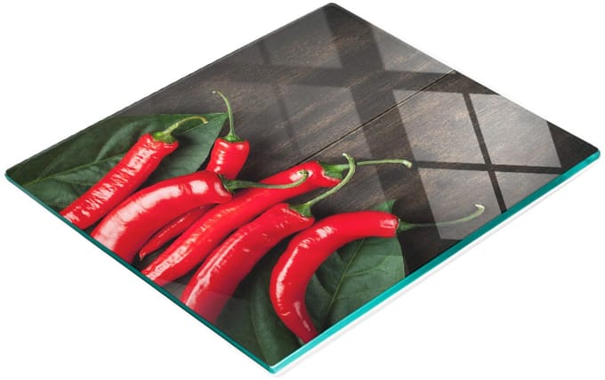 Decoratieve glazen snijplank voor chilipepers, 60x52 cm