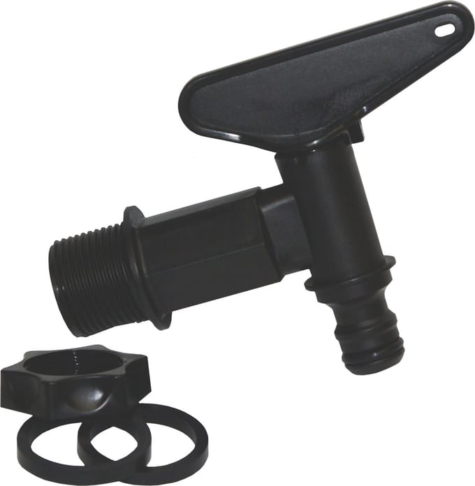 Regentonkraan zwart 3/4 inch 1 stuks. Deltafix