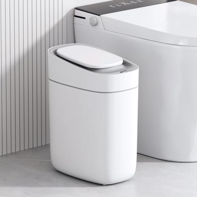 Prullenbak met Sensor - Smalle Afvalbak - Ruimte Besparen - Waterdicht Ontwerp - 2.5 Gallon - Wit