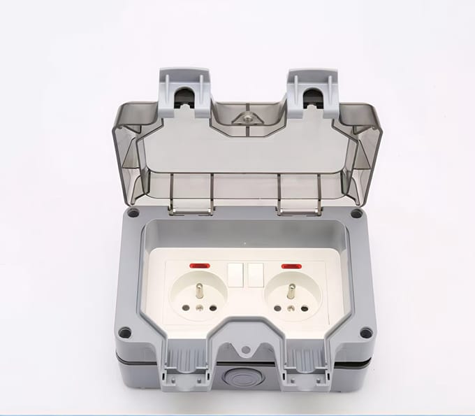 IP65 waterdichte buitenstopcontact met schakelaar, waterdichte aansluitdoos, dubbele buitenstopcontact
