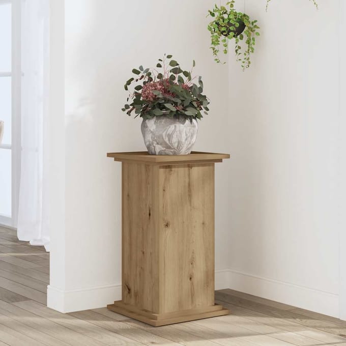 vidaXL - Plantenstandaard - 33x33x60 - cm - bewerkt - hout - artisanaal - eiken