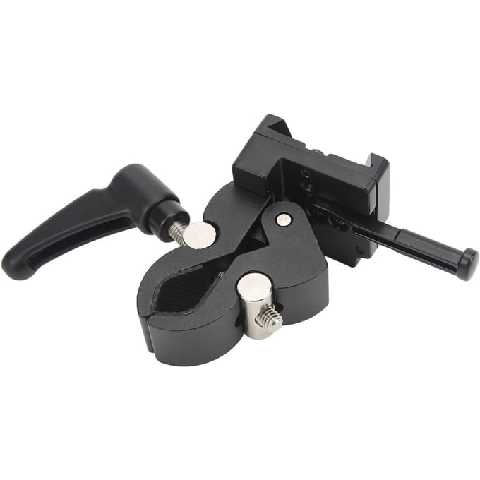 V Lock Batterijadapter met Krabklem Aluminiumlegering Bevestigingsaccessoires voor Statief Lichtstatief Stang black