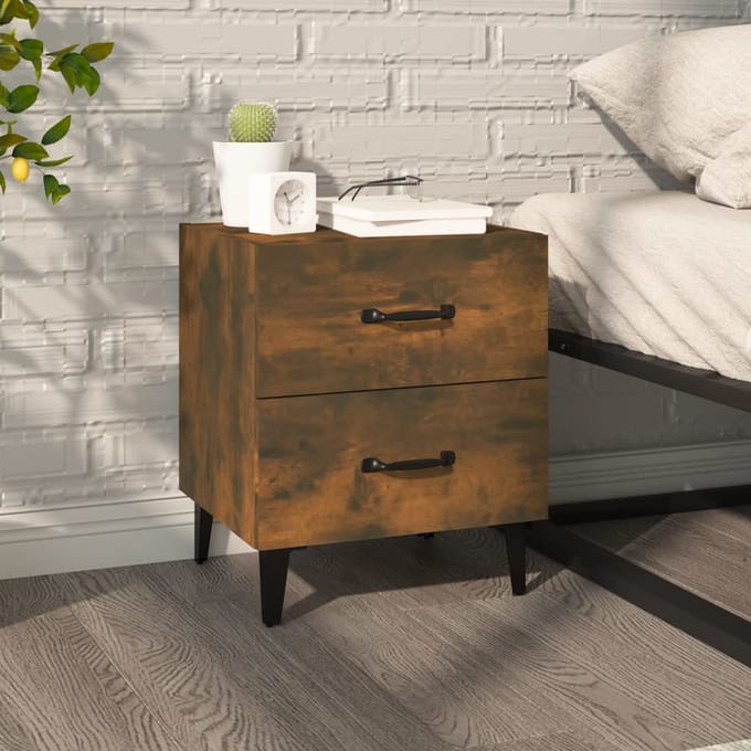 vidaXL - Nachtkastje - 40x35x47,5 - cm - gerookt - eikenkleurig
