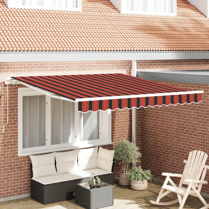 vidaXL - Uitschuifbare - luifel - Oranje - en - Bruin - 300 - x - 250 - cm