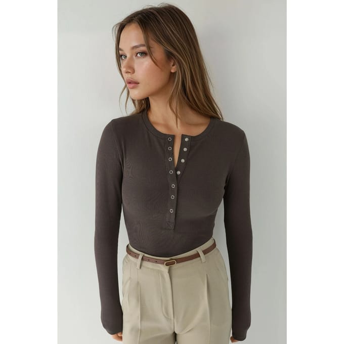 Ribbelige Drukknoop Gebreide Top