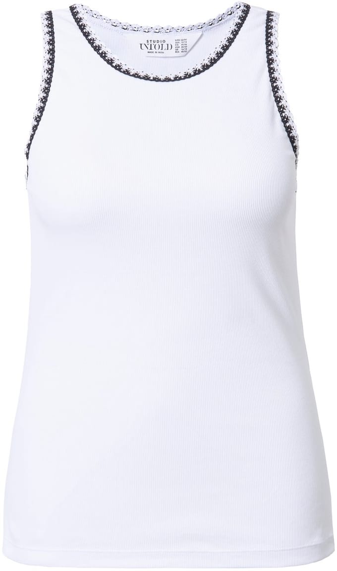 Studio Untold - Dames - Ribtop slim shape gehaakte randjes - Sneeuwwit - Maat 58+