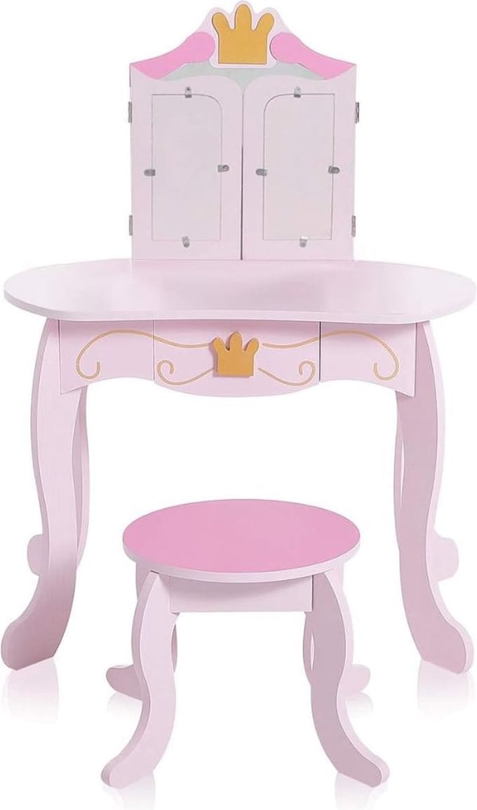MKSS® Make up Tafel voor Meisjes - Kaptafel - Make up Tafel met Spiegel - Roze