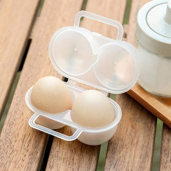 Draagbare eieropslagdoos 2 roosters Duurzame plastic eieropslagcontainer Bespaar ruimte Koelkast Eierdispenser met vaste handgreep white
