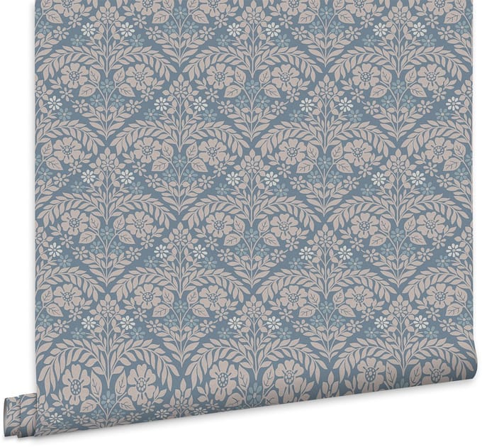 Laura Ashley Margam Behang - Bloemen - 10mx52cm - Blauw
