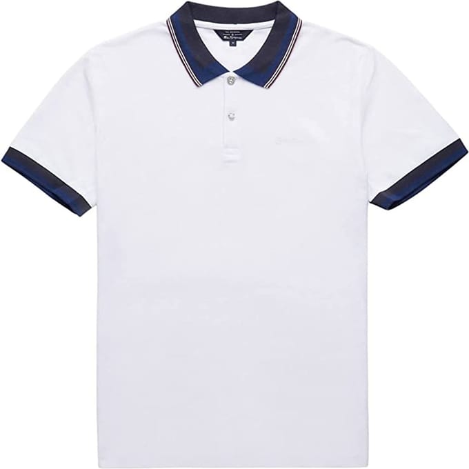 Ben Sherman Klassieke Gestreepte Kraag Heren Wit Poloshirt