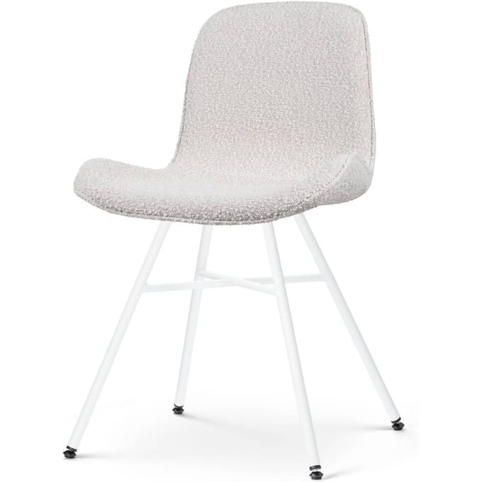 Nolon Noa-Fé Eetkamerstoel Bouclé Beige - Stof - Wit Onderstel - Modern