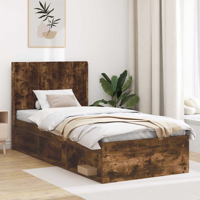 vidaXL - Hoofdbord - Gerookt - eiken - Bewerkt - hout
