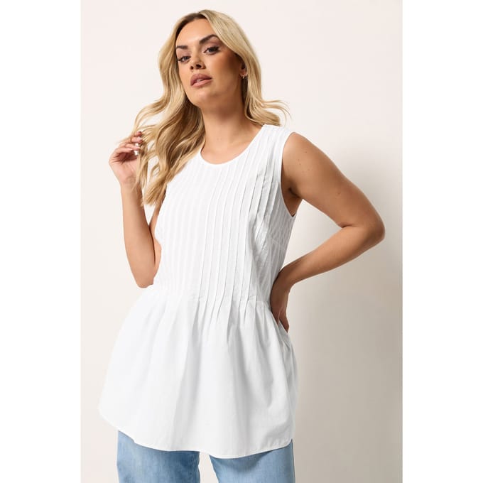 Yours Witte Geplooide Peplum Camitop Size 42