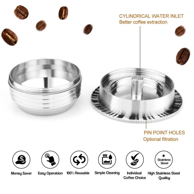 RVS Koffie Capsules Vertuoline GCA1 Pods Filters Cup 70ml/230ml zilver