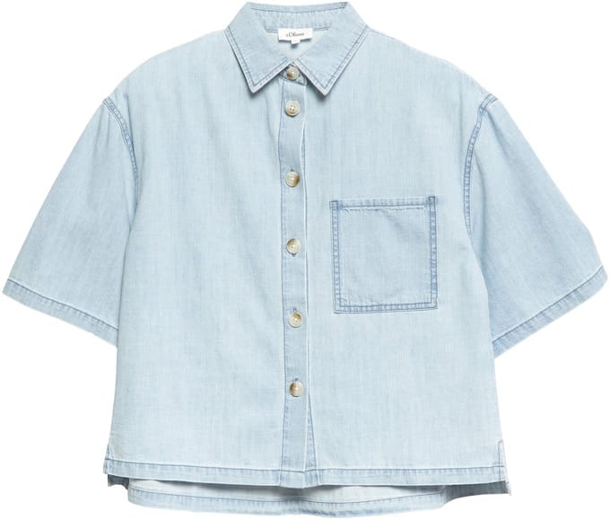 Korte spijkerblouse met V-hals en borstzak voor vrouwen s.Oliver