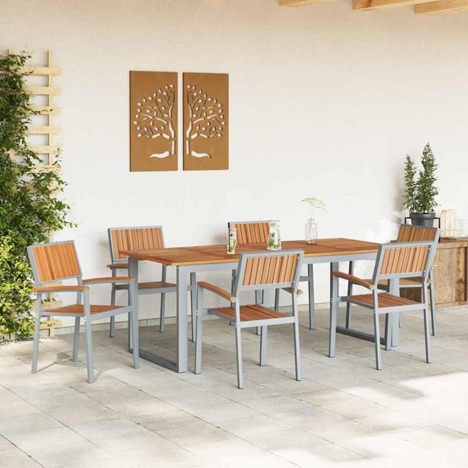vidaXL - Stapelstoel - 6 - st - Bruin - Massief - Acacia - Hout - Stapelbaar