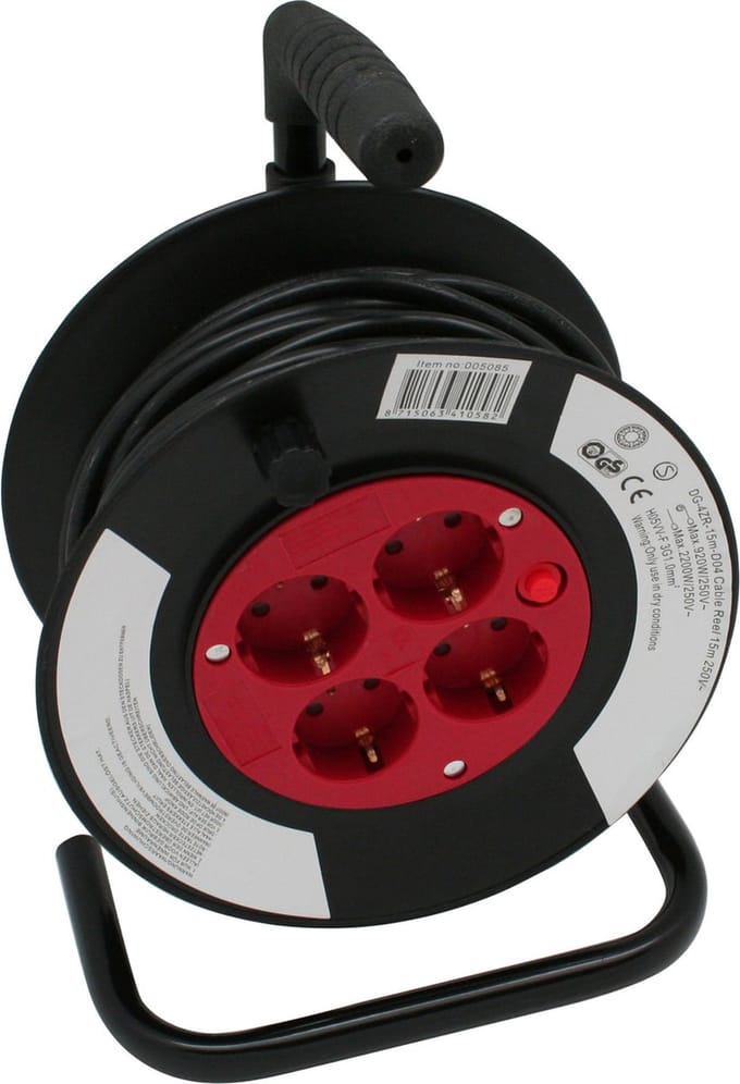 Benson Kabelhaspel/kabelbox - 15 meter snoer - 4x stopcontacten geaard - 2300 Watt/230V
