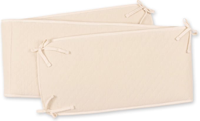 BEMINI Bed en Park omrander - 30x180cm - Gewatteerde jersey - Cream