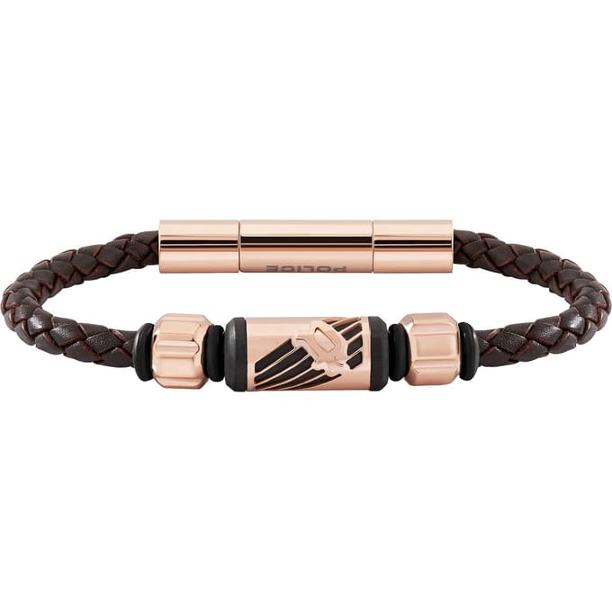 Police Heren-Armband Leder One Size Bruin 32017141