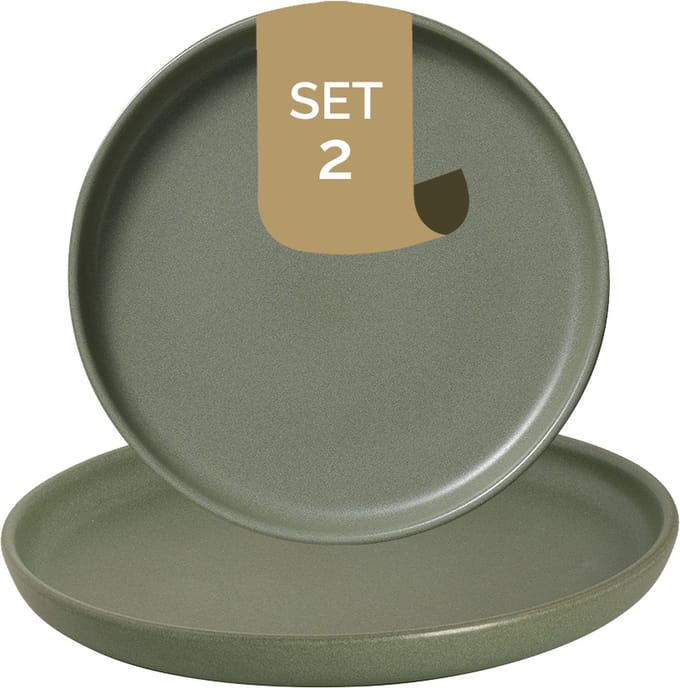 Palmer - Bord - Sandy Loam - 22 cm - Groen - Stoneware - Bordenset - 2 stuks