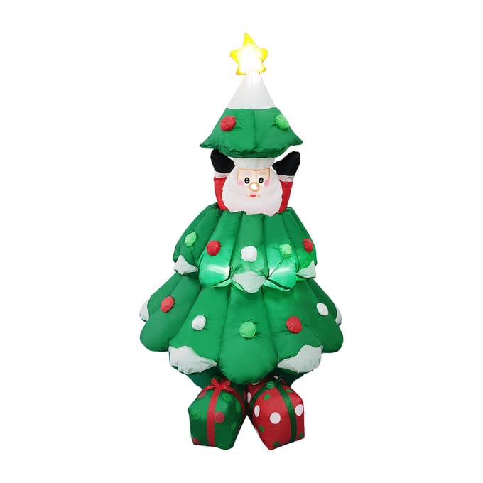 6FT Kerst Opblaasartikelen Hefbare Kerstman Kerstboomvormige LED Opblaasbare Kerstman Requisieten US Plug groen