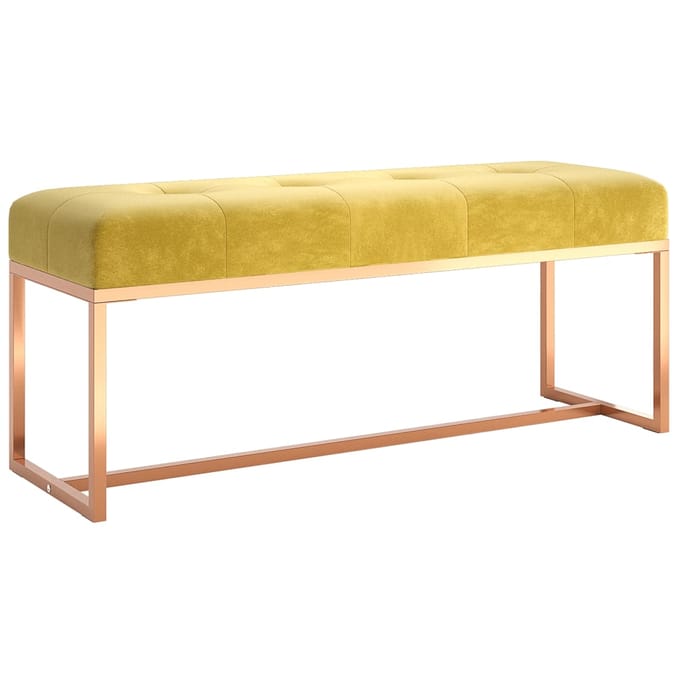 vidaXL - Bankje - 110x36x45 - cm - fluweel - mosterdgeel