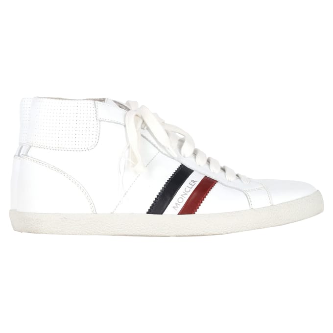 Moncler Monte Carlo Gestreepte Hoge Sneakers in Witte Leer