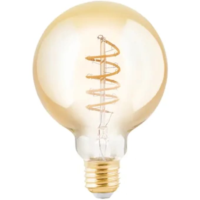 Eglo Ledfilamentlamp Globe Spiral - Amber - D9,5cm - Dimbaar - Warm Wit - E27 - 4w