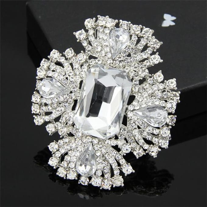 Heren Mode Luxe Broche Strass Broche Speld Bruidsjurk Stropdas Accessoires white