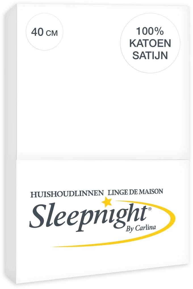 Sleepnight Hoeslaken Satijn 40 cm Wit - 90 x 200 cm - [Wit]