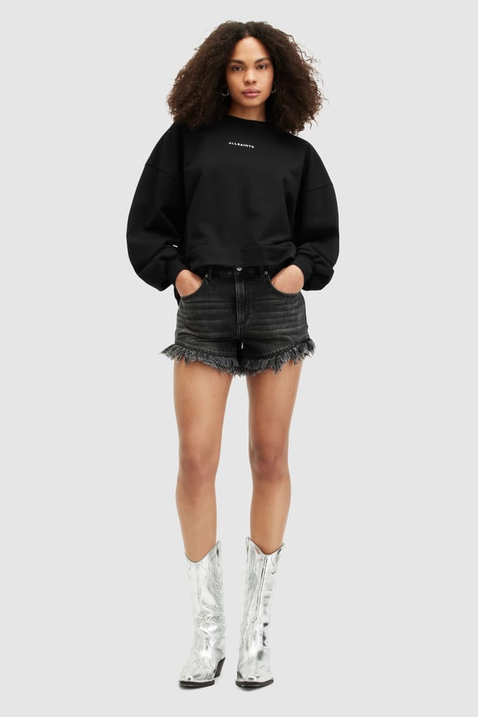 AllSaints Disc Lila Sweat Black Maat: S | Sweaters Outlet | Dames | Zwart