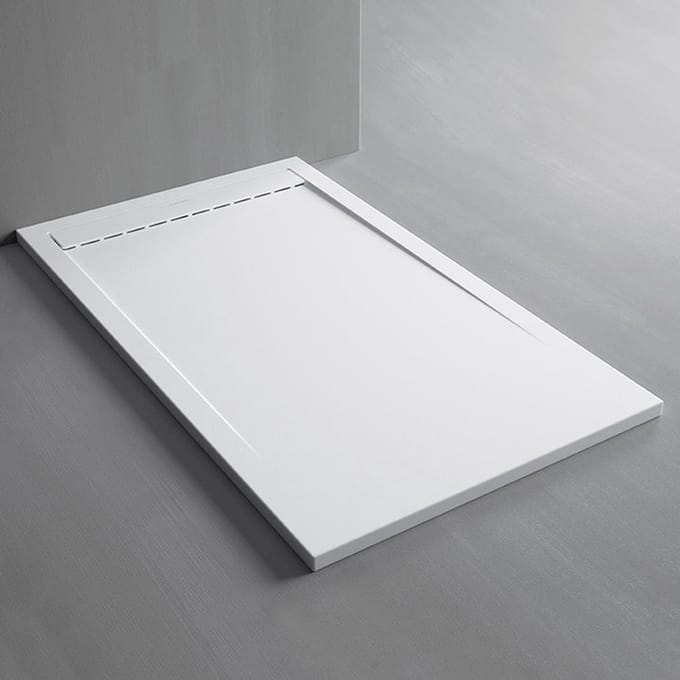 ZIMMER Douchebak SMART 120x90 cm Wit – Composiet met Antislip – Extra Plat 3 cm – Leisteenstructuur – Incl. Sifon
