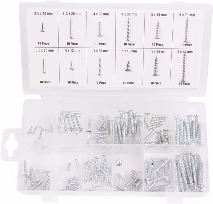 Benson Houtschroeven set - 120 delig - PH-kruiskop - Diverse maten - Assortimentsdoos
