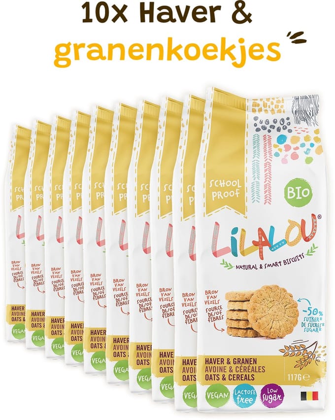 10x LilaLou Haver & granenkoekjes - Bio, vegan, lactose free & less sugars