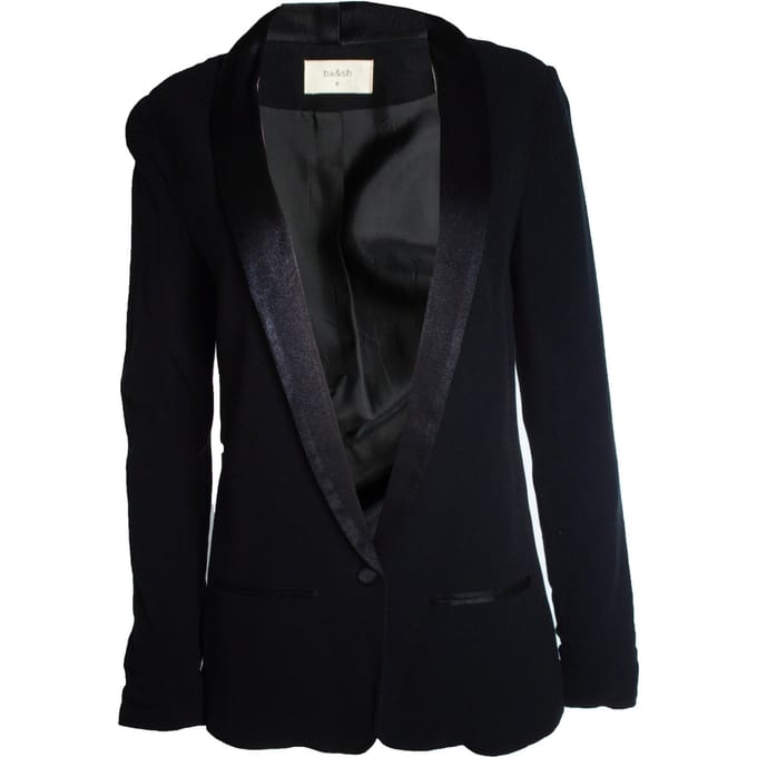 Ba&sh, zwarte blazer met glanzende revers