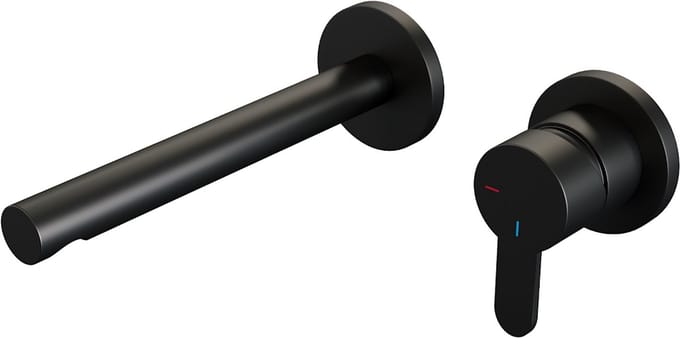 Brauer Black Edition Wastafelmengkraan inbouw - rechte uitloop links - hendel plat smal - model D 1 - mat zwart