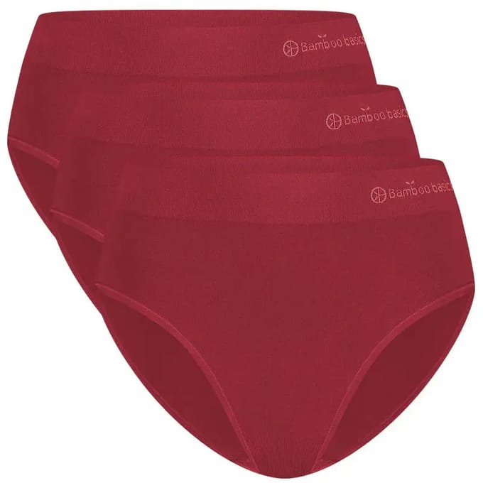 Bamboo Basics Naadloze Slip Belle - 3-pack - Bordeaux Slip - Maat M - Bamboe Ondergoed Dames Naadloos - Bamboe Slips