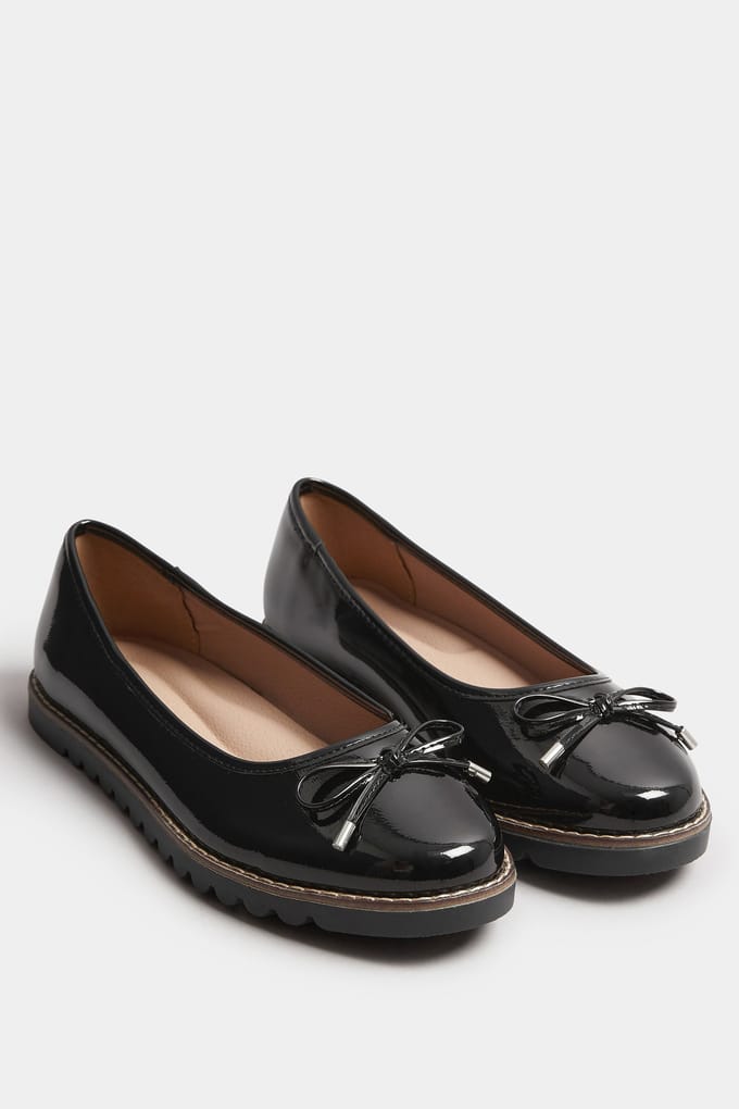 Yours Zwarte Ballerina's Van Lakleer In Brede Epasvorm En Extra Brede Eeepasvormsize 38EEE