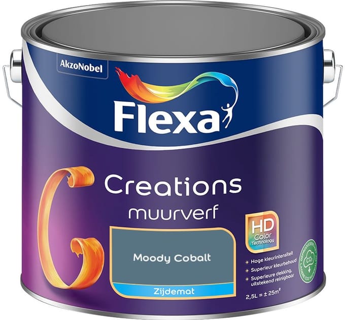 Flexa - Creations Muurverf Zijdemat - Moody Cobalt - Mengverf - 2,5 L