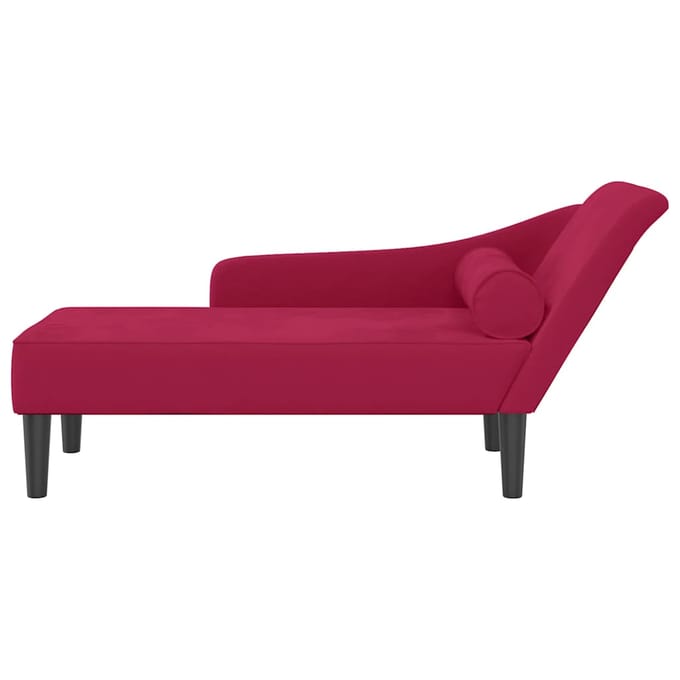 vidaXL - Chaise - longue - met - kussens - fluweel - wijnrood