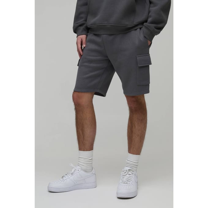 Essential Slim Fit Cargo Jersey Short | Charcoal | Size Small