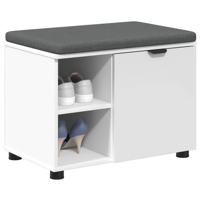 vidaXL - Hallenbank - Wit - 60 - x - 38 - x - 46 - cm - Geengineerd - Hout - en - Stof