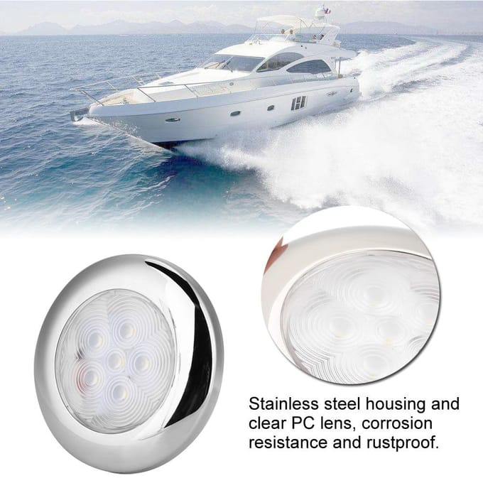 Pour bateau marin Yacht 6 LED Lampe dôme Lampe 12V DC Acier inoxydable Blanc gray