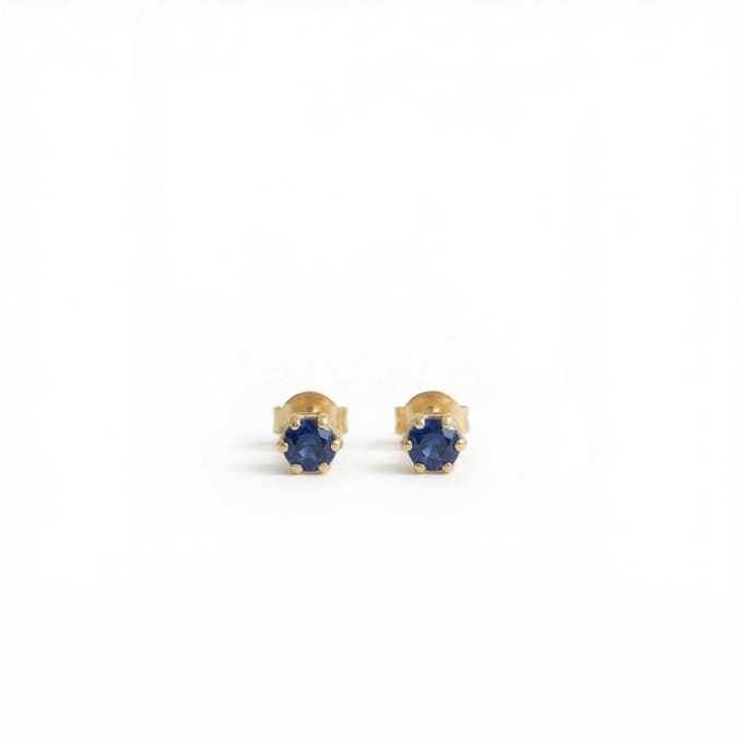 Oorknopjes Geboortesteen September Saffier Goud | cadeau dames